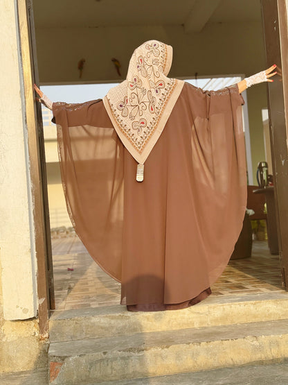Luxury Maroon Kaftan Abaya with DMC Stone Work – Formal Glamour by Haya by Rabi